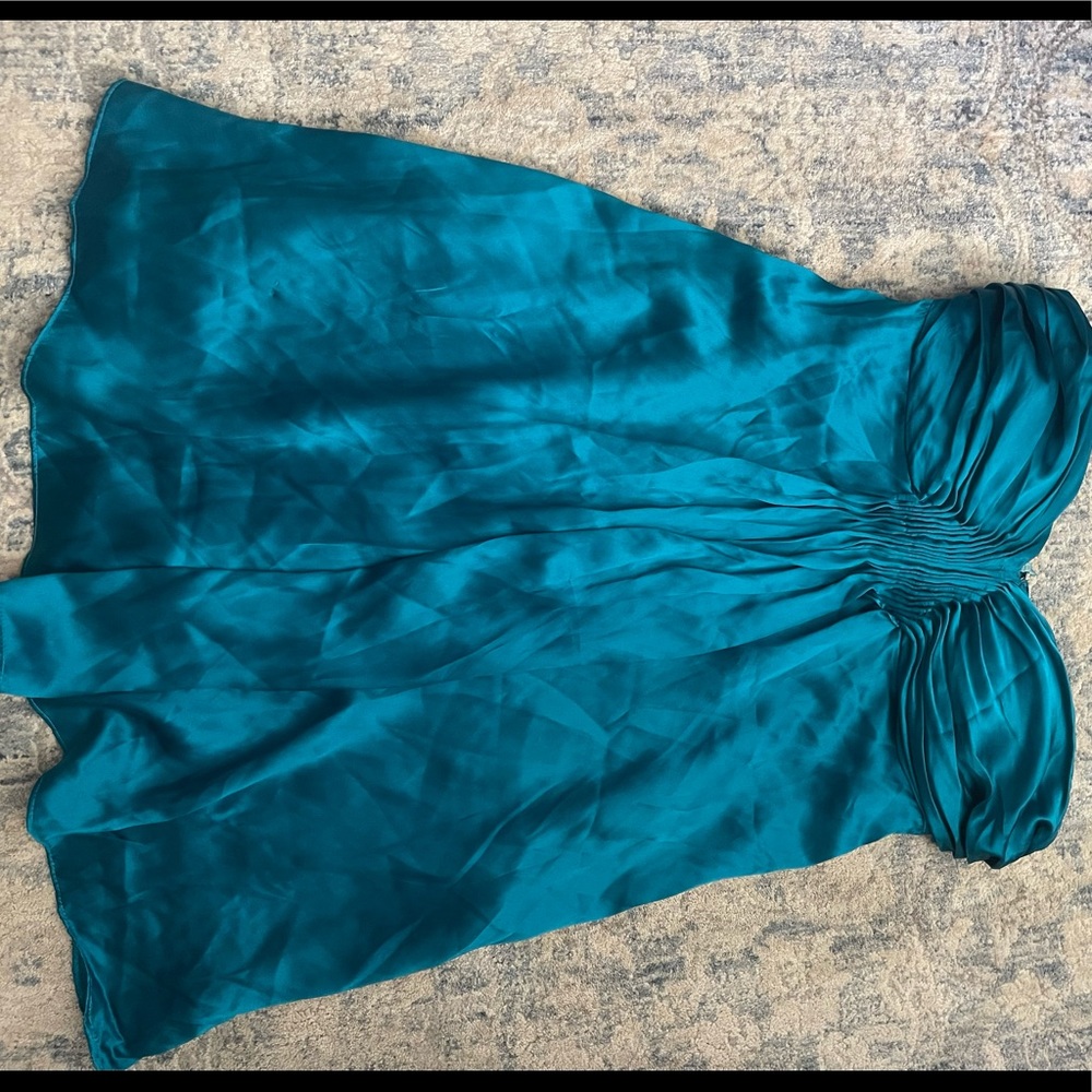 Minuet strapless teal blue dress